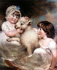 John Russell Portrait of Miss E. and Miss L. Earle with a Lamb painting